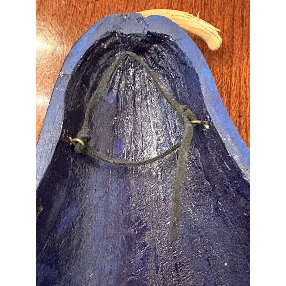 Hand Painted Gourd Half Wall Hanging Carved Grapes Vines Detail 12” - Picture 6 of 7